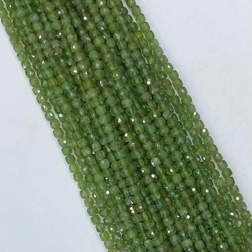 Gemstone smykker perler, apatitter, Square, du kan DIY & forskellig størrelse for valg & facetteret, grøn, Solgt Per Ca. 38-39 cm Strand