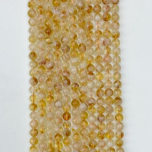 Naturlig Citrin pärlor, Rund, DIY & olika storlek för val, gul, Såld Per Ca 38-39 cm Strand