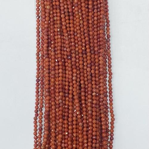 Gemstone smykker perler, Red Jasper, Runde, du kan DIY & forskellig størrelse for valg & facetteret, rød, Solgt Per Ca. 38-39 cm Strand