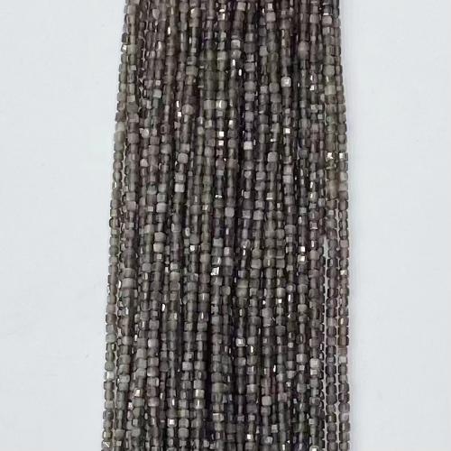 Gemstone Smycken Pärlor, Silver + Obsidian, Square, DIY & olika storlek för val & fasetterad, blandade färger, Såld Per Ca 38-39 cm Strand