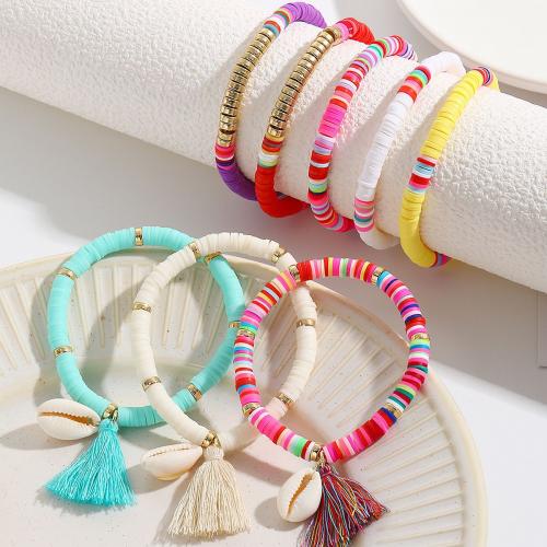 Schelp armbanden, Polymer Clay, met Schelp, mode sieraden & verschillende stijlen voor de keuze & voor vrouw, meer kleuren voor de keuze, Verkocht door PC