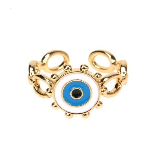 Evil Eye sieraden vinger ring, Messing, gold plated, mode sieraden & voor vrouw & glazuur, meer kleuren voor de keuze, nikkel, lood en cadmium vrij, Minimum inner diameter:16mm, Verkocht door PC