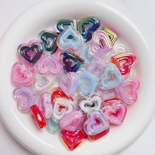 Belagte akryl perler, Heart, UV plating, du kan DIY, flere farver til valg, 23mm, 10pc'er/Bag, Solgt af Bag