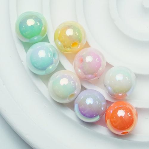 Belagte akryl perler, Runde, UV plating, du kan DIY & forskellig størrelse for valg, flere farver til valg, 10pc'er/Bag, Solgt af Bag
