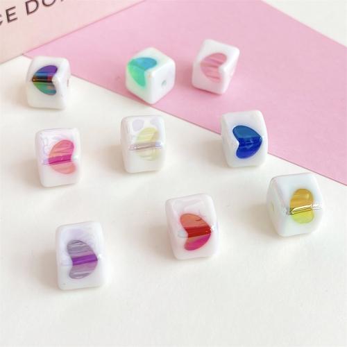 Belagte akryl perler, Square, UV plating, du kan DIY, flere farver til valg, 14mm, 200pc'er/Bag, Solgt af Bag