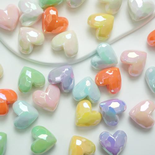 Belagte akryl perler, Heart, UV plating, du kan DIY, flere farver til valg, 19mm, 10pc'er/Bag, Solgt af Bag