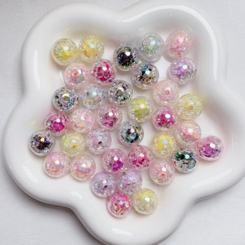 Belagte akryl perler, Runde, UV plating, du kan DIY, flere farver til valg, 16mm, Hole:Ca. 3.5mm, 10pc'er/Bag, Solgt af Bag