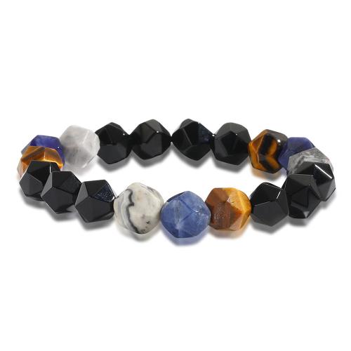 Black Agate Bracelets with Map Stone & Tiger Eye & Sodalite fashion jewelry & Unisex mixed colors 10mm Length Approx 21 cm Sold By PC