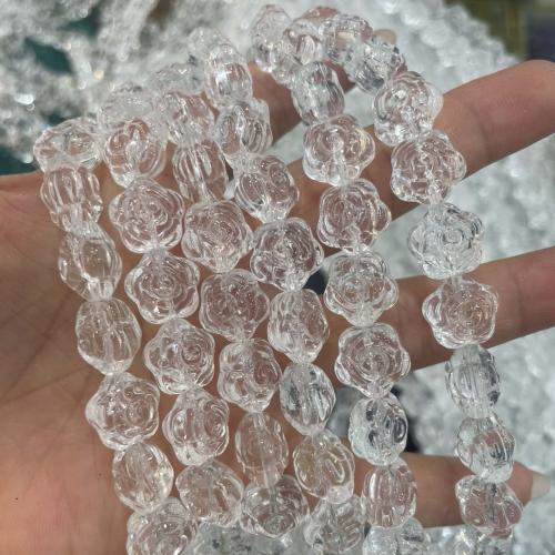 Kristall-Perlen, Kristall, Blume, DIY, Crystal Clear, 14x14mm, verkauft per ca. 38 cm Strang