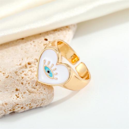 Evil Eye Jewelry Finger Ring Zinc Alloy gold color plated fashion jewelry & for woman & enamel nickel lead & cadmium free Sold By PC