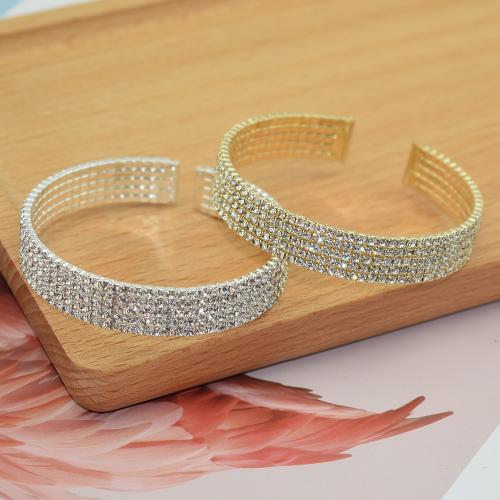Iron Bracelet plated fashion jewelry & for woman & with rhinestone nickel lead & cadmium free Inner Approx 55mm Sold By PC