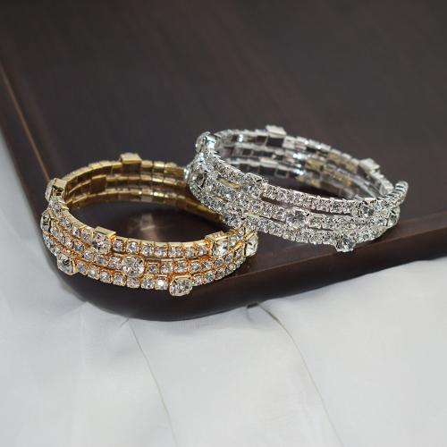 Iron Bracelet plated fashion jewelry & for woman & with rhinestone nickel lead & cadmium free Sold By PC