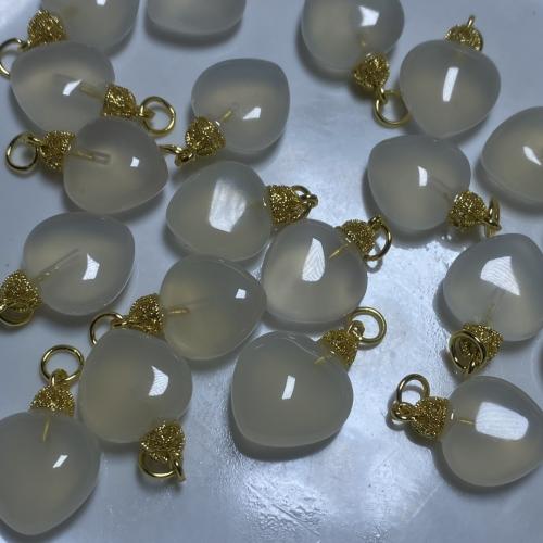 Agate Jewelry Pendants Heart DIY white 13.60mm Sold By PC