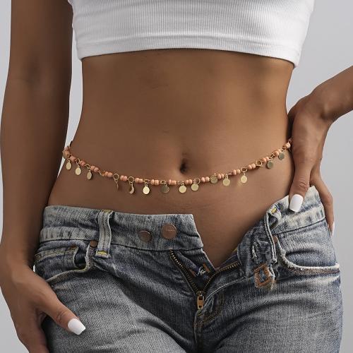 Body Chain Jewelry Brass with Seedbead plated fashion jewelry golden nickel lead & cadmium free Length 98 cm Sold By PC