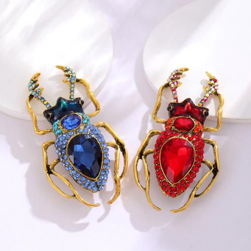 Zinc Alloy Brooches with Glass Insect plated fashion jewelry & with rhinestone nickel lead & cadmium free Sold By PC