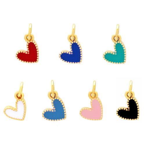 Brass Heart Pendants gold color plated DIY & enamel nickel lead & cadmium free Sold By PC
