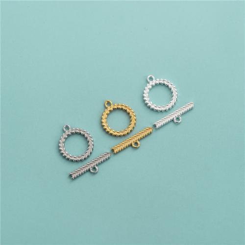 925 Sterling Silver Toggle Clasp plated DIY round length 11.9mm T-needle length 15.8mm Approx 1.4mm Inner Approx 8.1mm Sold By Set