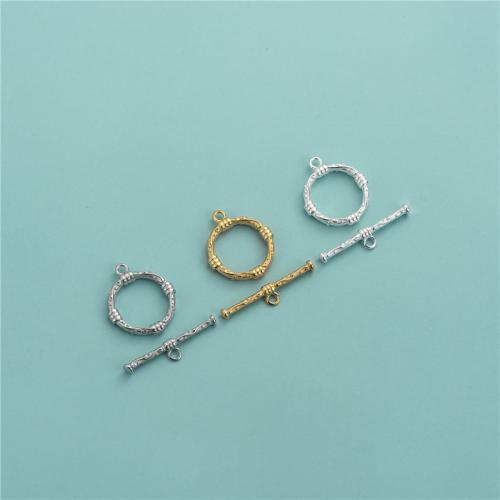 925 Sterling Silver Toggle Clasp plated DIY round length 13.8mm T-needle length 20.2mm Approx 1.4mm Inner Approx 10.1mm Sold By Set