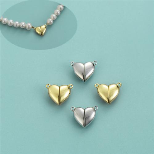 925 Sterling Silver Magnetic Clasp Heart plated DIY Approx 1mm Sold By PC