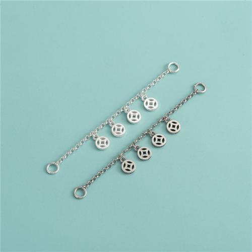 925 Sterling Silver Chains Ancient Chinese Coin DIY & hollow Approx 3.8mm Sold By PC