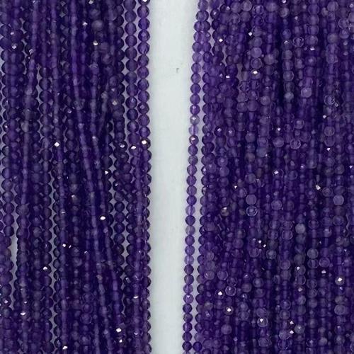 Natural Amethyst Beads Round & DIY & faceted purple Sold Per Approx 38-39 cm Strand