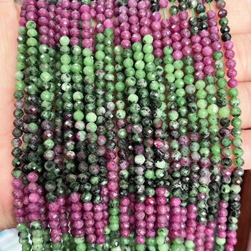 Grânulos de gemstone jóias, Rubi em Zoisite, Roda, gradiente de cor & DIY & tamanho diferente para a escolha & facetada, cores misturadas, vendido por Strand