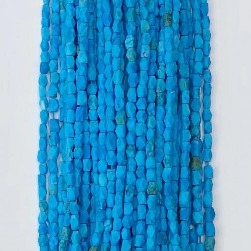 Turquoise Kralen, Natuurlijke Turquoise, Veelhoek, DIY & gefacetteerde, blauw, 3.50x5mm, Per verkocht Ca 37-38 cm Strand