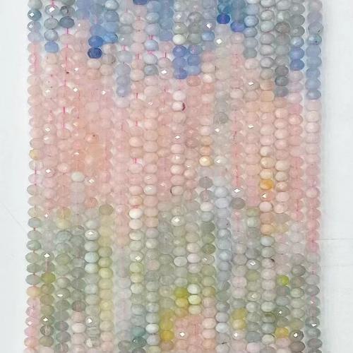 Gemstone Smycken Pärlor, Morganit, Abacus, DIY & olika storlek för val & fasetterad, blandade färger, Såld Per Ca 38-39 cm Strand