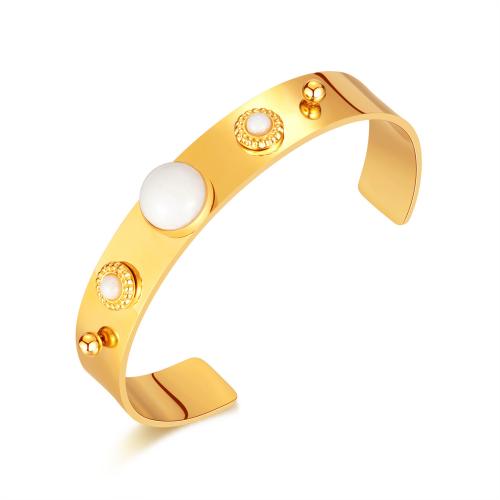 Stainless Steel Bangle 304 Stainless Steel with Jade plated fashion jewelry & for woman gold nickel lead & cadmium free mm Length Approx 140 mm Sold By PC