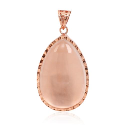 Quartz Gemstone Pendants with Zinc Alloy Teardrop rose gold color plated fashion jewelry & DIY clear Sold By PC