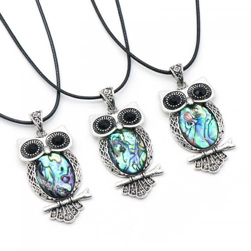 Zinc Alloy Animal Pendants with Turquoise & Black Shell & White Shell & Abalone Shell Owl antique silver color plated DIY nickel lead & cadmium free Sold By PC