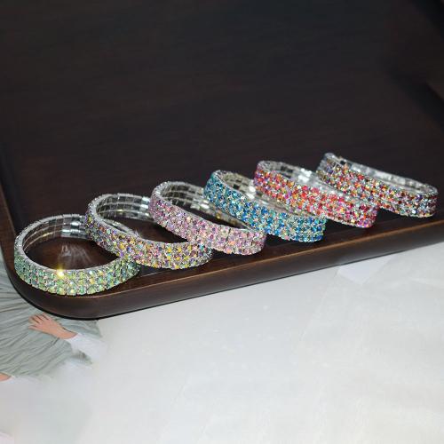 Zinc Alloy Bangle plated fashion jewelry & for woman & with rhinestone nickel lead & cadmium free 5cm 1cm Sold By PC