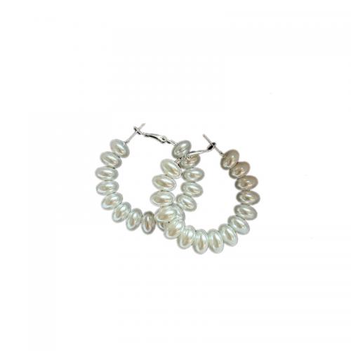 Messing oorringen, met Plastic Pearl, mode sieraden & verschillende grootte voor keus & voor vrouw, Verkocht door pair