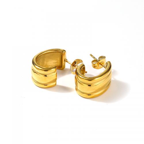 Titanium Staal Earring, voor vrouw, gouden, 17x13mm, Verkocht door pair