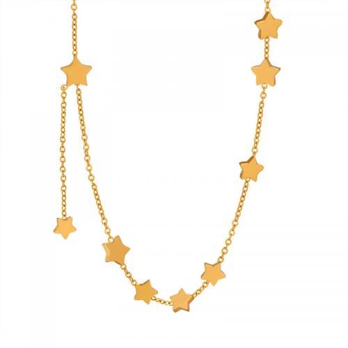 Titanium Steel Necklace Star Vacuum Ion Plating fashion jewelry & for woman Length Approx 16.14 Inch Sold By PC