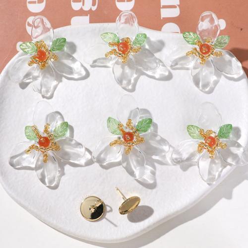 Hair Accessories DIY Findings Glass with Seedbead Flower white Sold By PC