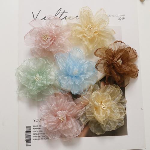 Hair Accessories DIY Findings, Organza, Flower, more colors for choice, 75mm, Sold By PC