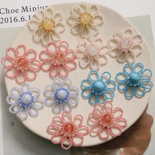Hair Accessories DIY Findings Seedbead with Natural Stone Flower 40mm Sold By PC