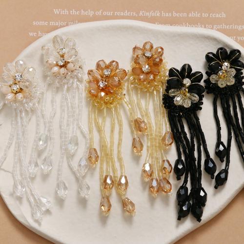 Hair Accessories DIY Findings, Glass Beads, with Crystal, Flower, with rhinestone, more colors for choice, 80x20mm, Sold By PC