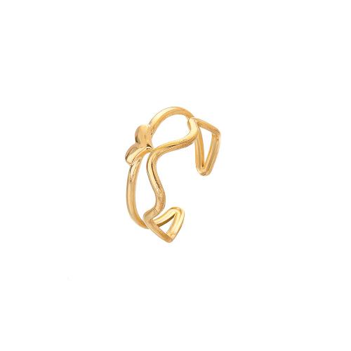 Anel de dedo de aço inoxidável, Aço inoxidável 304, joias de moda & para mulher, dourado, vendido por PC