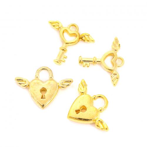 Zinc Alloy Heart Pendants heart and key plated & DIY nickel lead & cadmium free Approx Sold By Bag