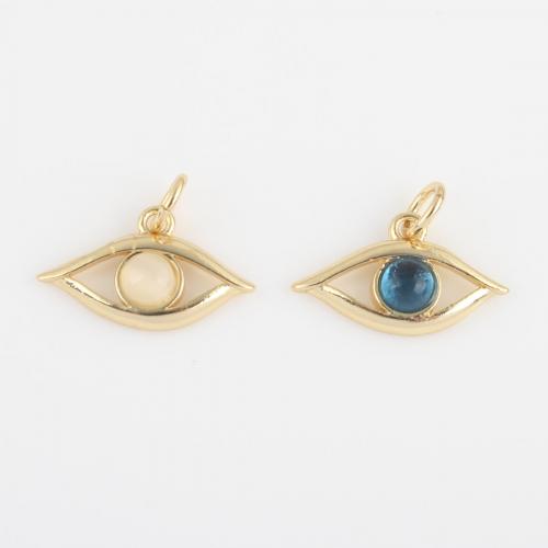 Evil Eye Pendants Brass with Cats Eye gold color plated DIY nickel lead & cadmium free Sold By PC