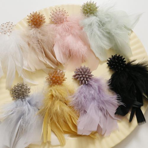 Hair Accessories DIY Findings, Feather, with Seedbead & Crystal, more colors for choice, 120x37mm, Sold By PC