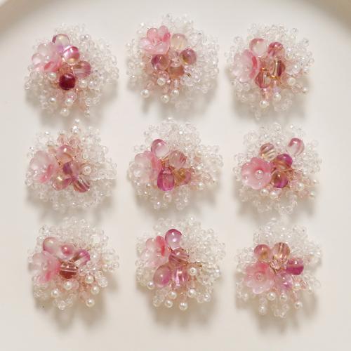 Hair Accessories DIY Findings Crystal with ABS Plastic Pearl & Lampwork Flower Sold By PC