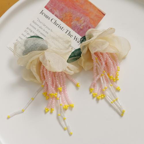 Hair Accessories DIY Findings Etamine with Glass Beads Flower Sold By PC