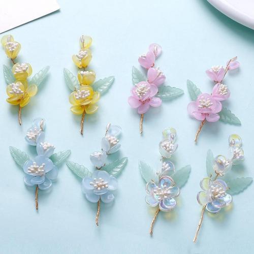 Hair Accessories DIY Findings, Lampwork, with Glass Beads, Flower, more colors for choice, nickel, lead & cadmium free, 100x30mm, Sold By PC