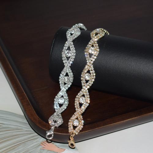 Zinc Alloy Bracelet with 2.76inch extender chain plated fashion jewelry & for woman & with rhinestone nickel lead & cadmium free 12mm Length Approx 7.4 Inch Sold By PC