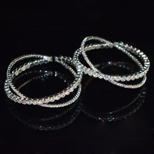 Iron Bracelet plated & for woman & with rhinestone nickel lead & cadmium free external diameter 57mm width 23mm Sold By PC