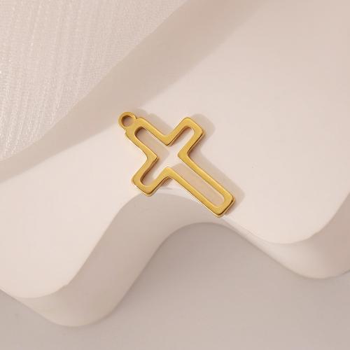 Stainless Steel Cross Pendants 304 Stainless Steel Vacuum Ion Plating fashion jewelry & hollow golden Sold By PC