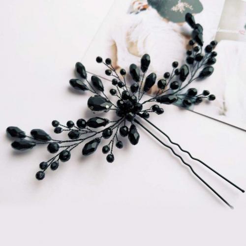 Hair Stick Iron with Crystal fashion jewelry & for woman black nickel lead & cadmium free Sold By PC